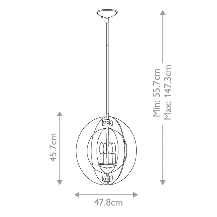 Hinkley Solstice 4 Light Pendant Chandelier - Polished Chrome — rear view