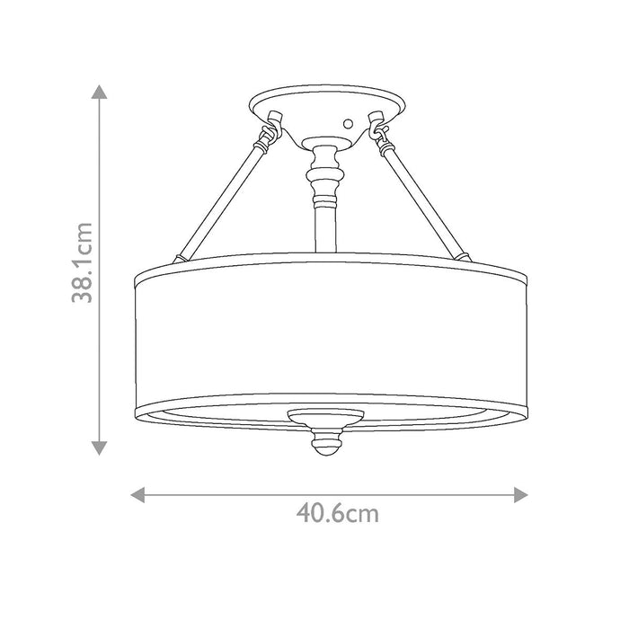 Hinkley Sussex Nickel Semi Flush Ceiling Light — close-up detail