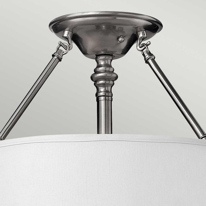 Hinkley Sussex Nickel Semi Flush Ceiling Light Living room close up