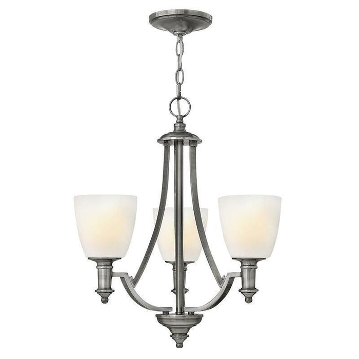 Art Deco Ceiling Lights - Hinkley Truman Antique Nickel Finish 3 Light Chandelier HK/TRUMAN3