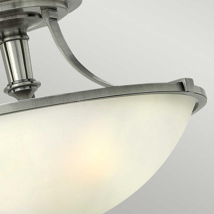 Hinkley Truman Nickel Semi Flush Ceiling Light Living room wide shot