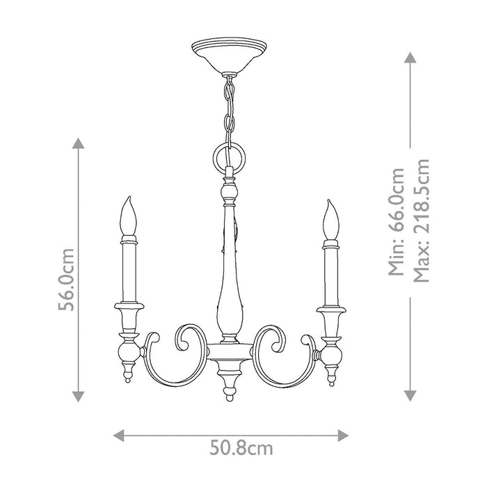 Hinkley Yorktown Antique Nickel 3 Light Chandelier — rear view