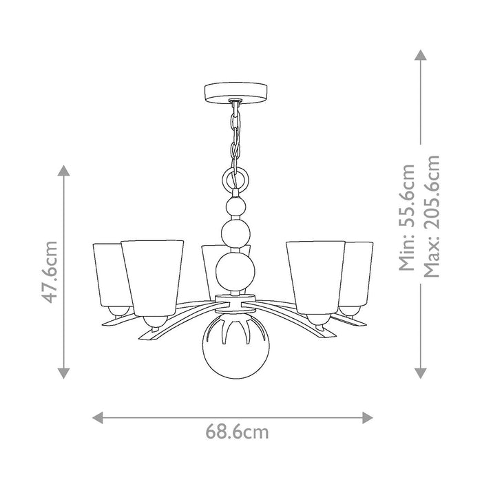 Hinkley Zelda 5 Light Polished Nickel Chandelier — rear view