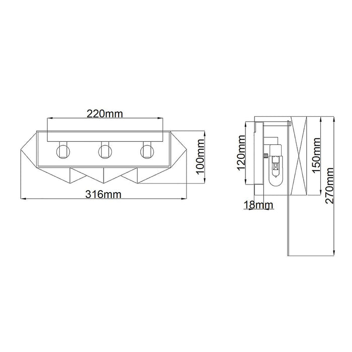 Hinkley Zuma 3 Light Satin Black & Silver Wall Light — close-up detail