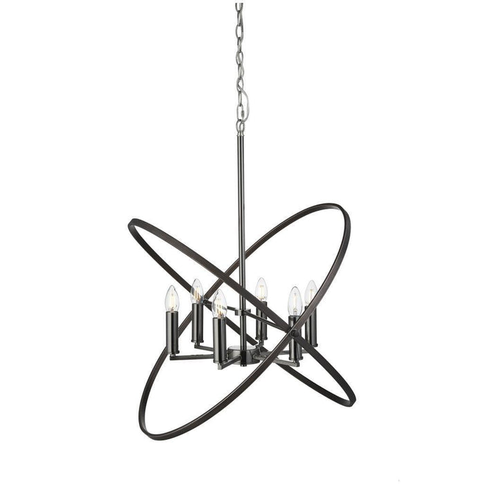 Hoopla 6 Light Pewter Pendant Ceiling Light Searchlight-Ceiling Pendant Lights-1-Tiffany Lighting Direct