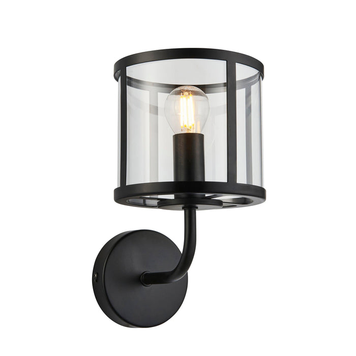 hopton black wall light clear glass shade by Endon Lighting Living room image