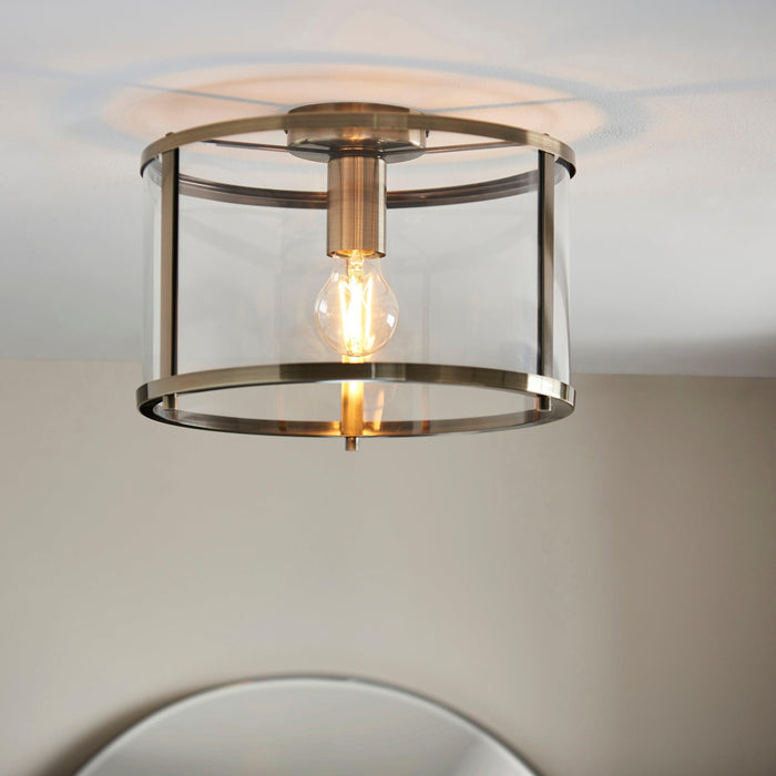 Hopton Brass & Glass living room Ceiling Flush close up