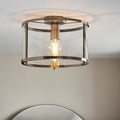 Hopton Brass & Glass living room Ceiling Flush close up