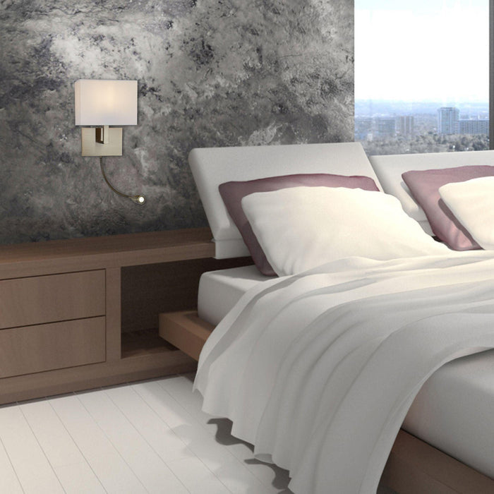 Hotel 2 Light Brass Wall Light - LED Flexi Arm - White Shade,6519AB,Searchlight Lighting, weight image