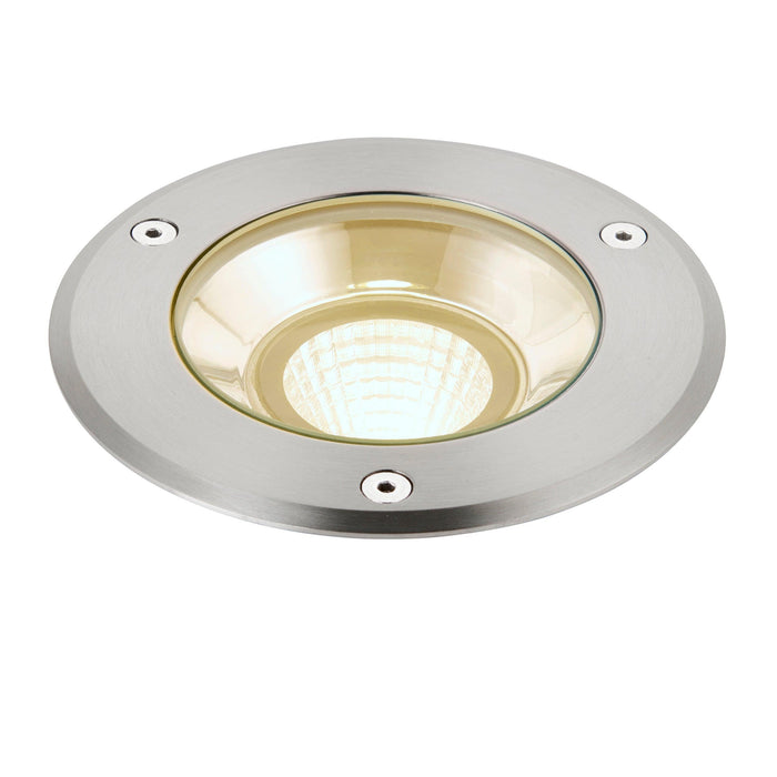 hoxton led stainless steel decking light warm white ip67 13wby Saxby Lighting, close up image