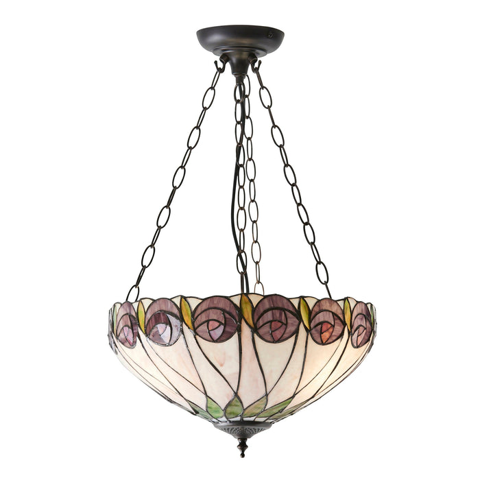 hutchinson medium adjustable tiffany inverted pendant light close up image