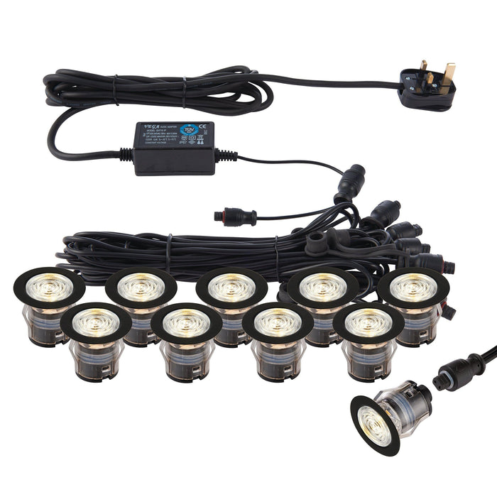 ikonpro cct 3000k 4000k 35mm decking light kit black ip67 0 75wby saxby lighting