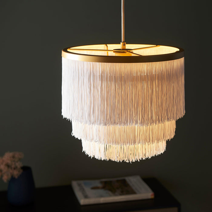 Illinois Large Gold Art Deco White Fringe Pendant-Ceiling Pendant Lights-Living Lights-4-Tiffany Lighting Direct