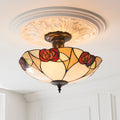 Interiors 1900 Ingram Semi Flush Tiffany Ceiling Light by Interiors 1900 — suits living rooms, dining rooms & hallways