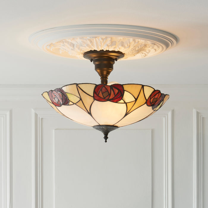 Interiors 1900 Ingram Semi Flush Tiffany Ceiling Light — alternate view