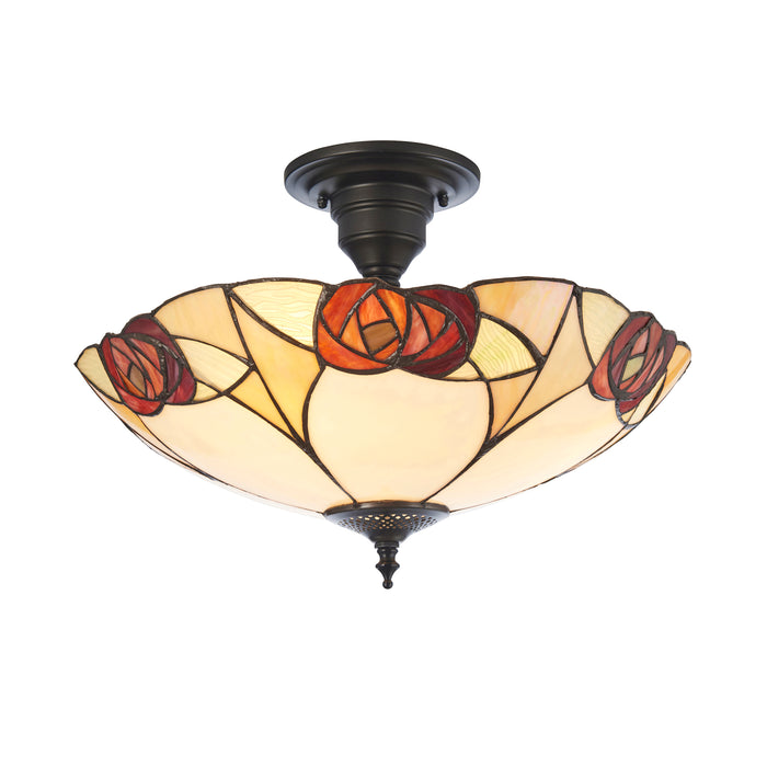 Interiors 1900 Ingram Semi Flush Tiffany Ceiling Light — close-up detail