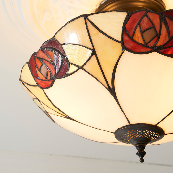 Interiors 1900 Ingram Semi Flush Tiffany Ceiling Light — rear view