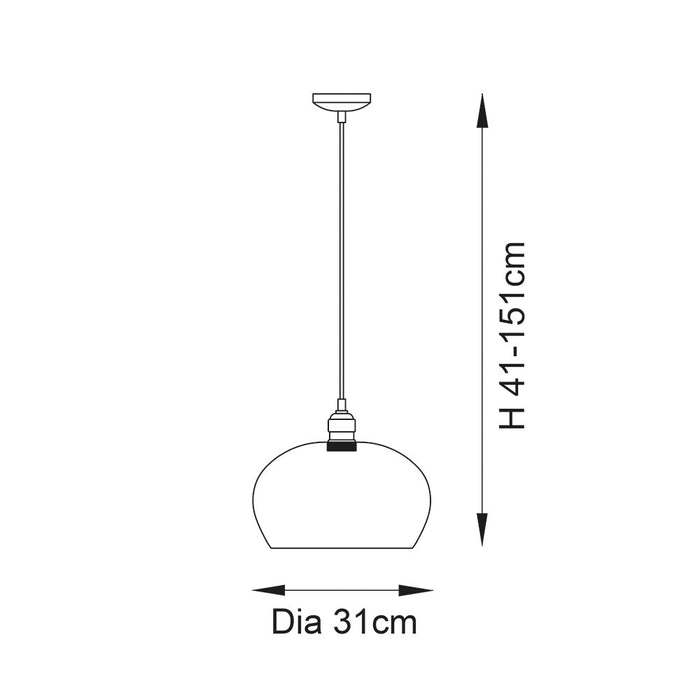 Island Medium Brass & Clear Glass Ceiling Pendant Light — rear view