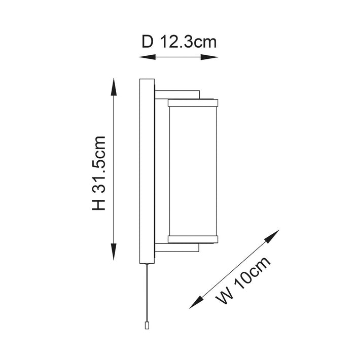 Islington Brass Art Deco Bathroom Wall Light - Glass Shade — rear view