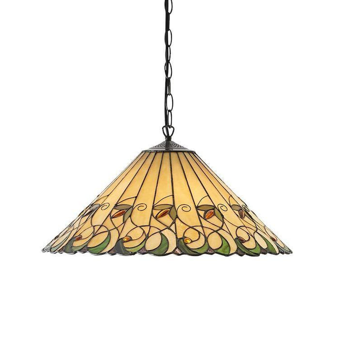 Tiffany Ceiling Pendant Lights - Jamelia Large Tiffany 3 Light Pendant Ceiling Light 64194