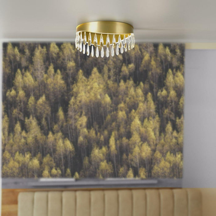 Jewel LED Gold Flush Ceiling Light With Crystals Searchlight Hallway close up