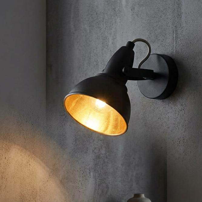 Jurva Urban Black With Gold Inner Single Spot Light - Adjustable by Oaks Lighting — suits kitchens, living rooms & bedrooms
