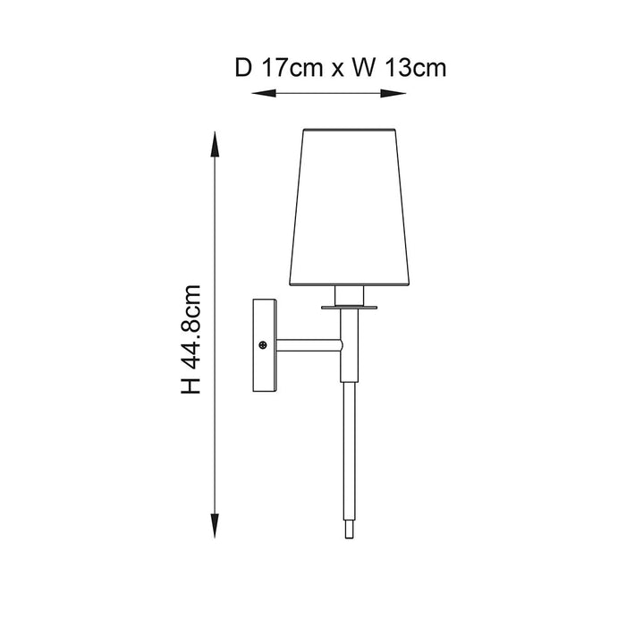 Kensington Brass Art Deco Wall Light - White Shade — rear view