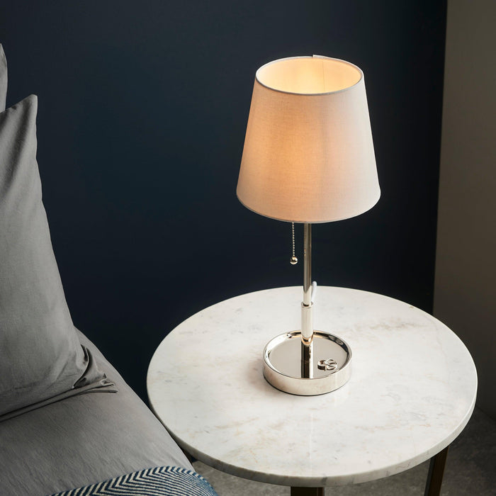Kensington Nickel Art Deco Vanity Table Lamp - White Shade-Living Lights-Living-Room-Tiffany Lighting Direct-[image-position]
