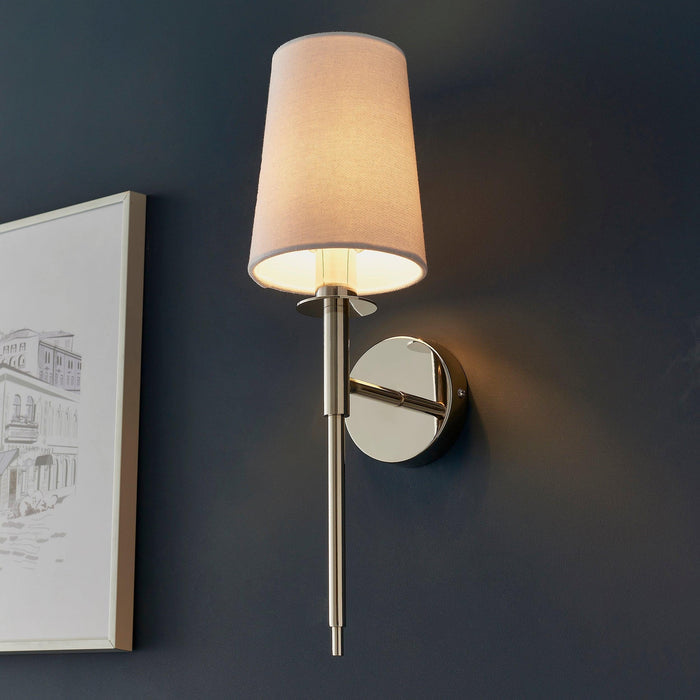 kensington nickel art deco wall light white shade Living room lighting image