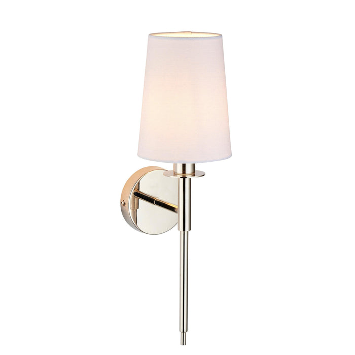 Kensington Nickel Art Deco Wall Light - White Shade