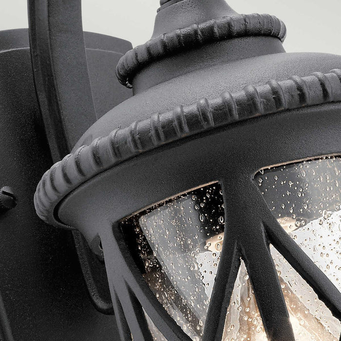 kichler admirals cove 1 light small black outdoor wall lantern Close Up LED Bulb