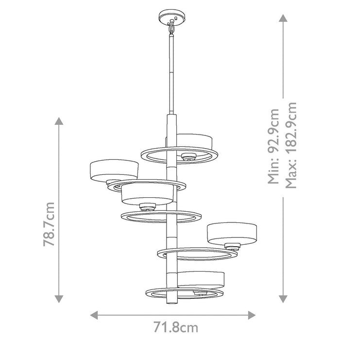 Kichler Aleeka 5 Light LED Pewter Chandelier — rear view