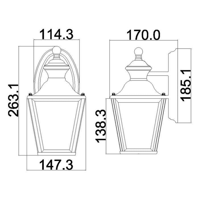 Kichler Bay Shore Small Polished Brass Outdoor Wall Light — close-up detail