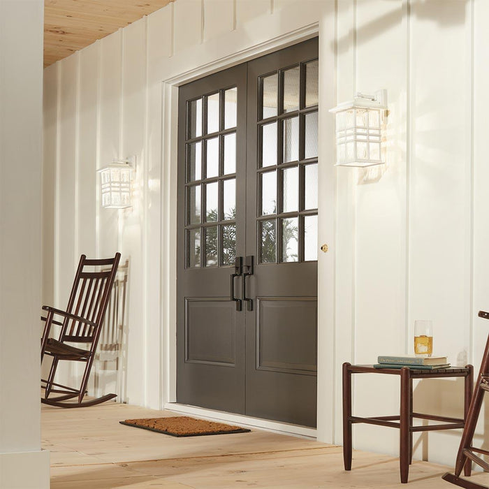 Kichler Beacon Square 1 Light Small White Outdoor Wall Lanter — lifestyle setting