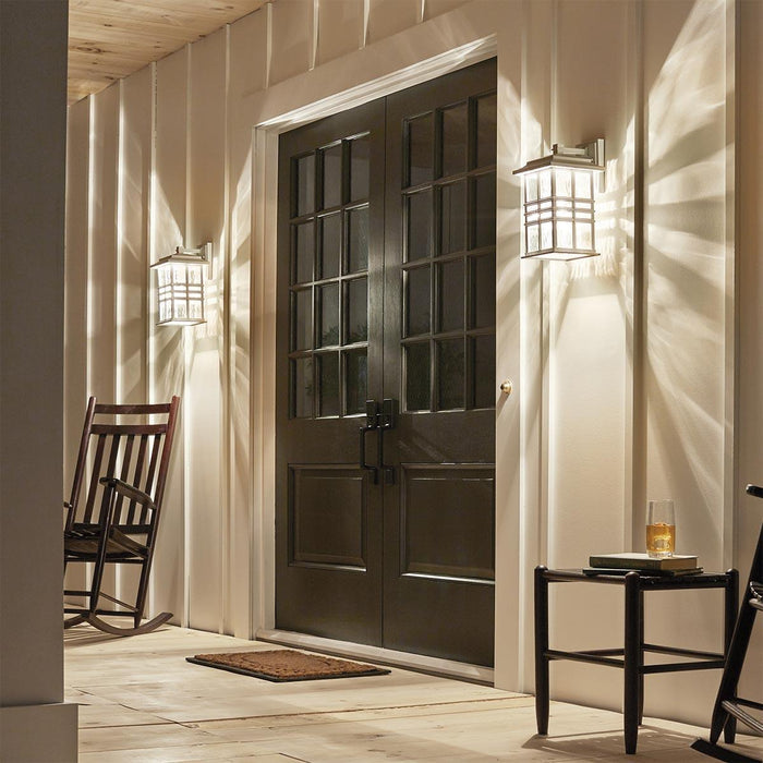 Kichler Beacon Square 1 Light Small White Outdoor Wall Lanter — side profile