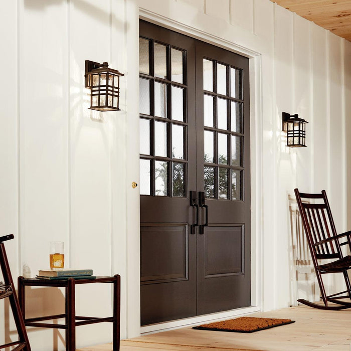 Kichler Beacon Square Medium Bronze Outdoor Wall Light — lifestyle setting