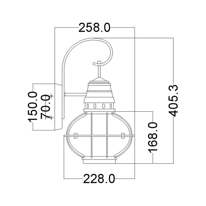 Kichler Bridge Point Zinc Medium Outdoor Wall Light — close-up detail