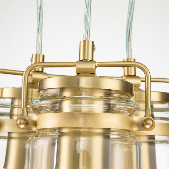 Kichler Brindley 3 Light Brass Pendant - Clear Glass Shades-Ceiling Pendant Lights-Elstead Lighting-4-Tiffany Lighting Direct