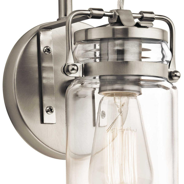 kichler brinley 1 light brushed nickel wall light Detailed Close Up