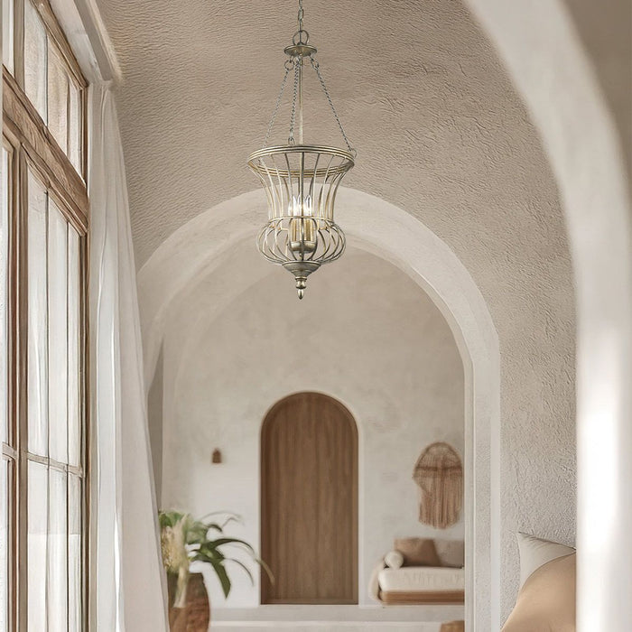 Kichler Calla Gold 3 Light Pendant Ceiling Light by Elstead Lighting — suits living rooms, dining rooms & hallways