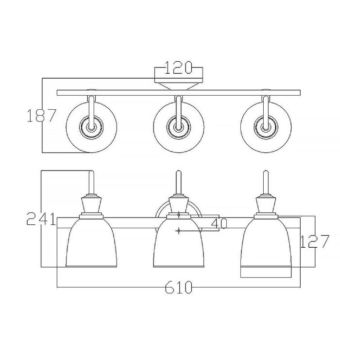 Kichler Cora 3 Light Polished Chrome Bathroom Wall Light — close-up detail