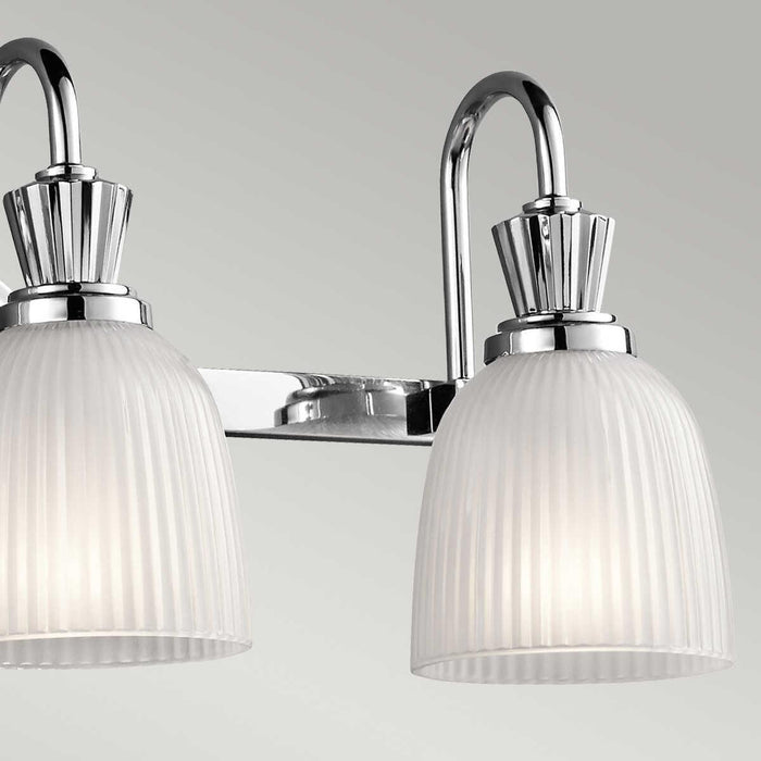kichler cora 3 light polished chrome bathroom wall light Close Up LED Bulb