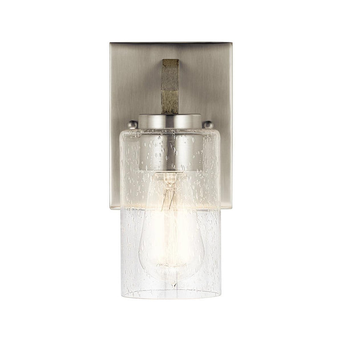 kichler deryn 1 light silver wall light glass shade Close Up