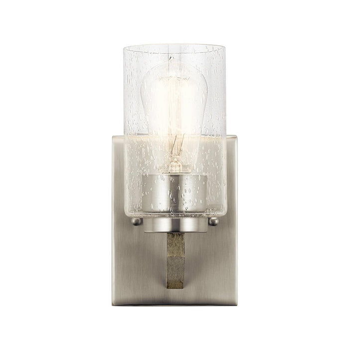 kichler deryn 1 light silver wall light glass shade Detailed Close Up