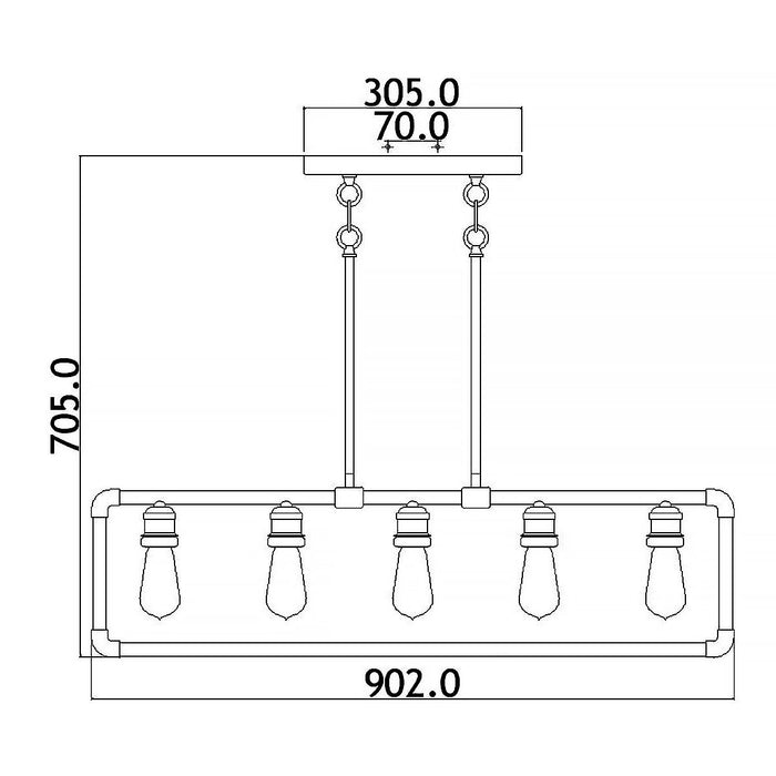 Kichler Imahn 5 Light Linear Chandelier - Black & Brass — rear view