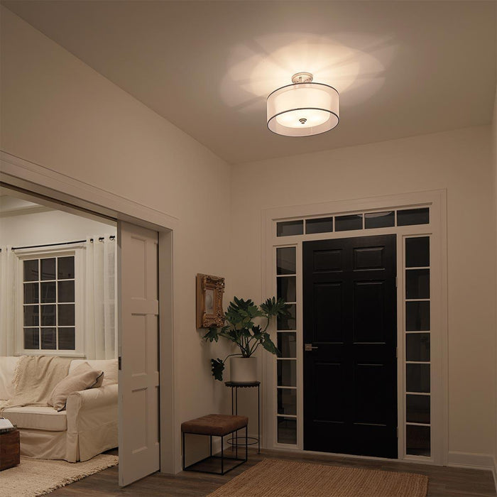 Kichler Lacey 4 Light Semi-Flush Antique Pewter Ceiling Light — side profile