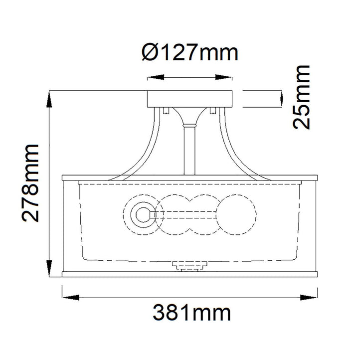 Kichler Lacey Mission Bronze Small Ceiling Semi-Flush Light — close-up detail