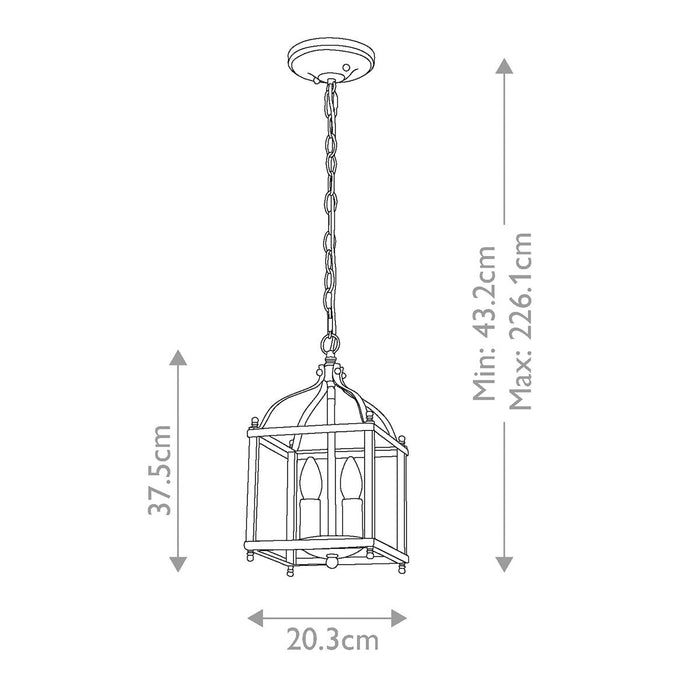 Kichler Larkin Bronze Small Ceiling Lantern - 2 Light — close-up detail