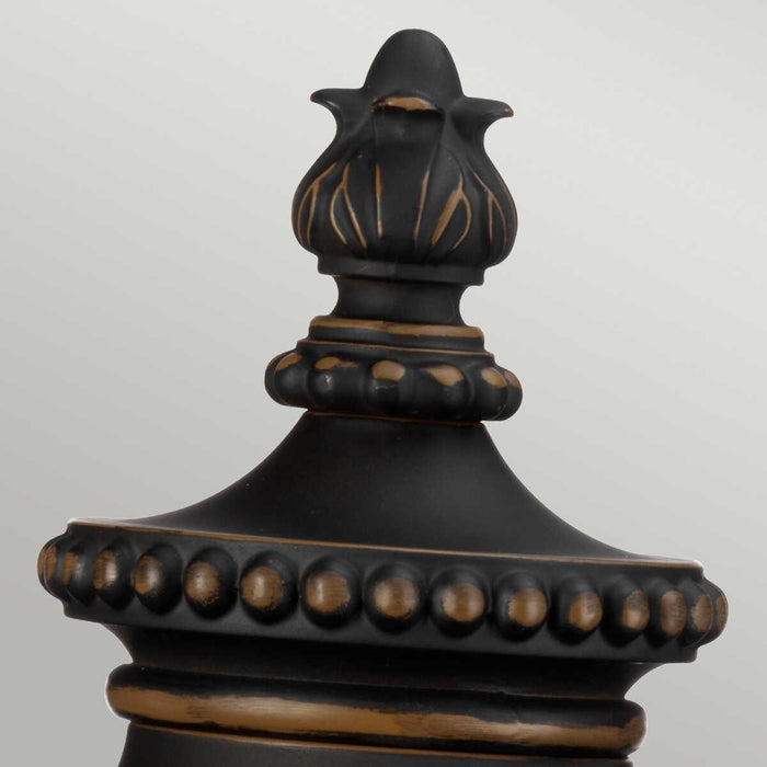 elstead luverne rubbed bronze finish outdoor pedestal lantern Detailed Close Up