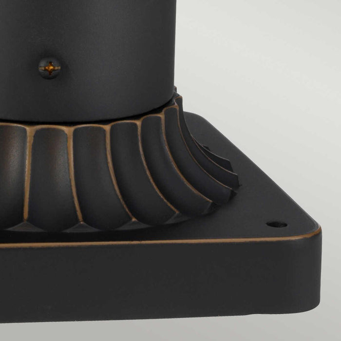 elstead luverne rubbed bronze finish outdoor pedestal lantern Close Up LED Bulb